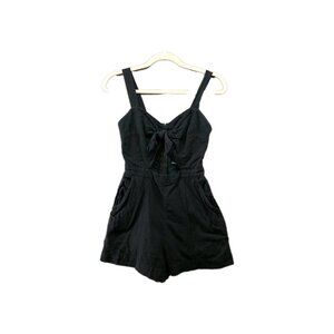 Abercrombie & Fitch Top Knot Romper Women‎ 0 Black Pockets Zip Closure Cotton